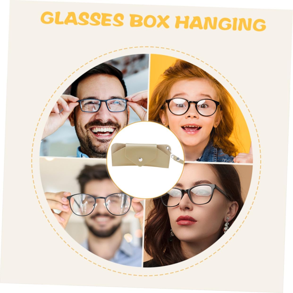 DOITOOL Portable Hanging Eyewear Pouch Flexible Glasses Case Khaki Strap Eyewear Accessory Bag for Outdoor Use image 3