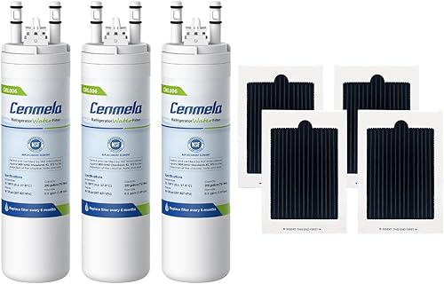 Cenmela CML006 Compatible con filtro de agua WF3CB 3 piezas y filtro de aire PAULTRA 4 piezas, compatible con Pure Source 3, 706465, 242069601,