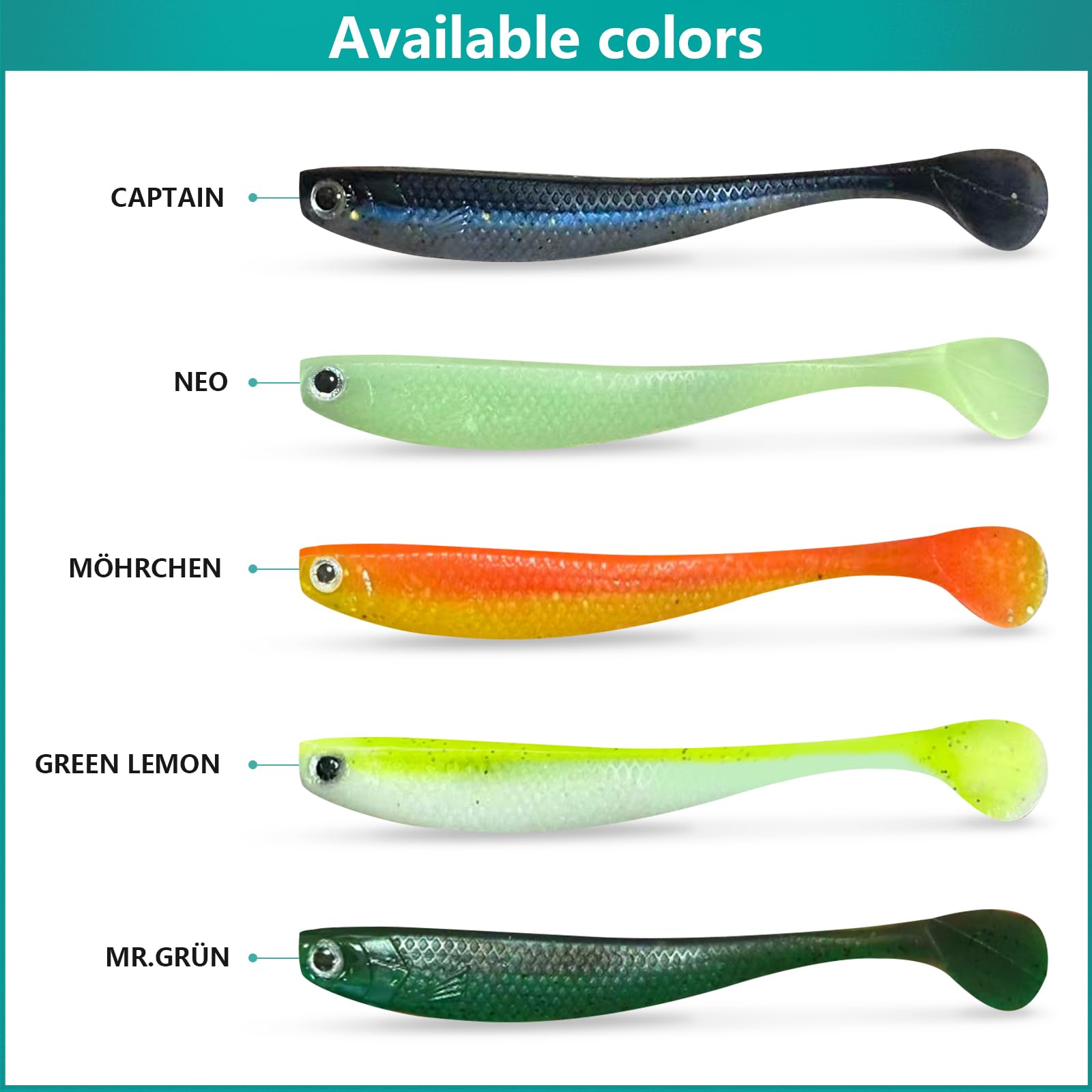 Lot De 6 Leurres Souples VONJUMA – 8,5 Cm, PVC, T-tail, 6 Couleurs, Pour Brochet, Bar, Truite – Pêche Carnassier