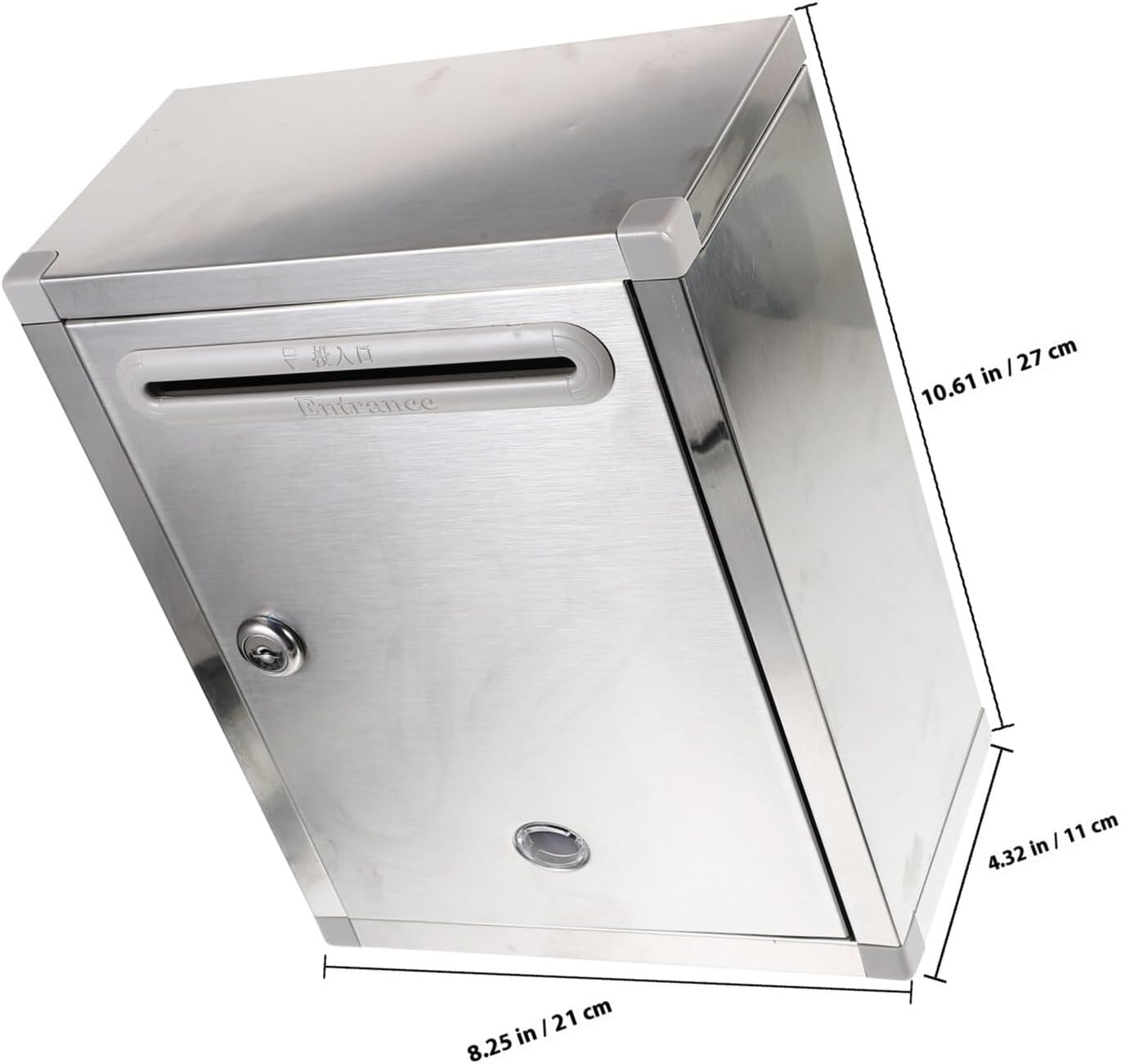 Stainless Steel Mailbox with Lock and See-Through Wall-Mount Outdoor Mailbox for Home with Ample Storage Suitable for Letters and Newspapers Random Color