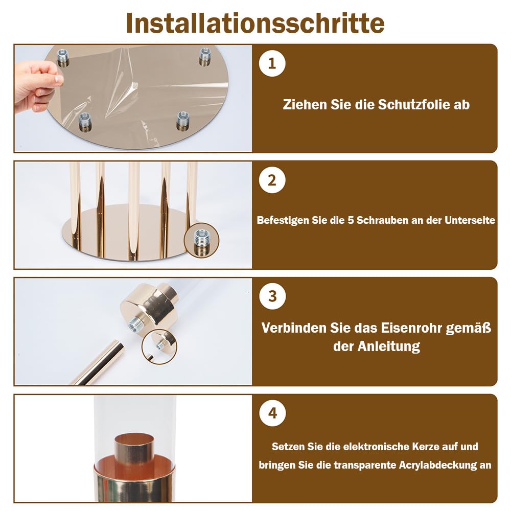 2er Set Kerzenständer 5 Arm für Hochzeitstisch,106cm Hohe Kerzenhalter mit Acryl Lampenschirm, Metall Gold Kerzenstöcke Halter für Party Home Dekoration Halloween Weihnachtstag
