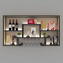 Floating Wall Mounted Wine Rack with LED Light and Glass Holder Modern Iron Art Storage Shelf for Living Room Kitchen Bar Black (120cm/47)