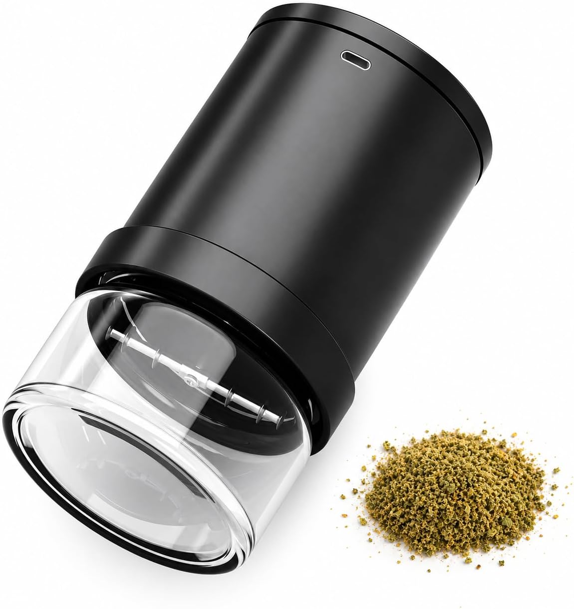 Rechargeable Electric Grinder with Glass Jar for Dried Herbs & Coffee Beans