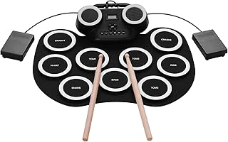 IUPPA Portable Roll-up Electronic Drum Pad Silicon Digital Drum with Built-in Speakers Foot Pedals Headphone Monitoring Colorful Built-in Battery