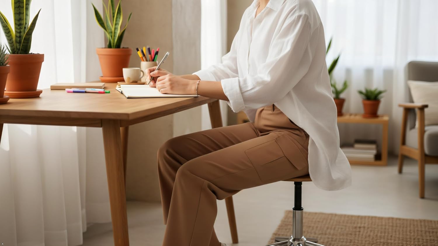 Women's Cargo Capri Pants - Stretch Hiking Cropped Pants with Pockets & Adjustable Hem for Casual Travel Work Golf - Image 7