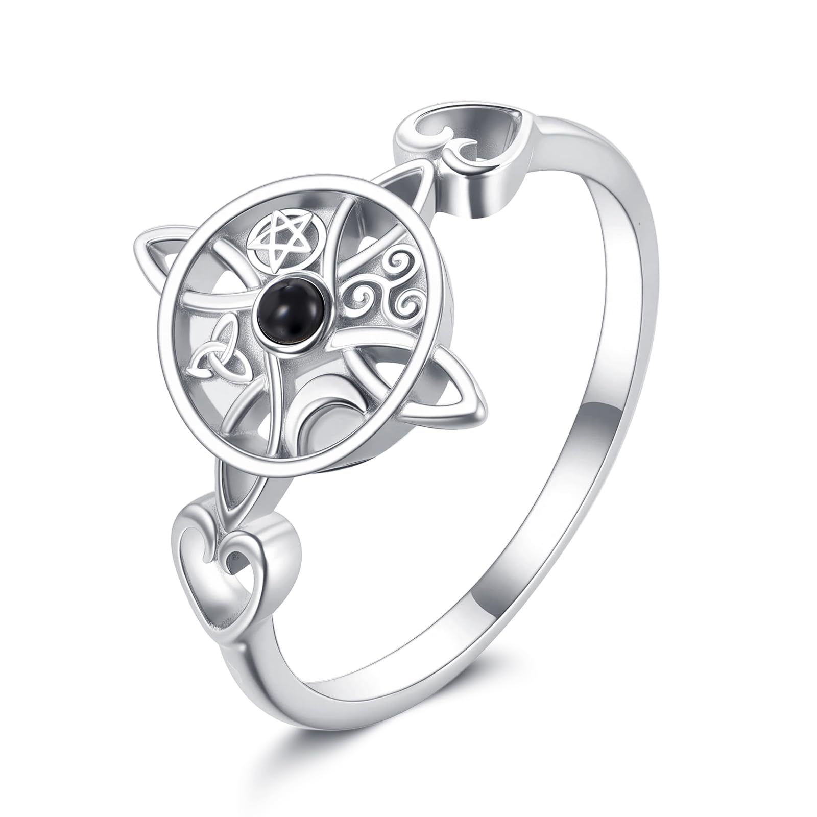 Hexen Knoten Ring 925 Sterlingsilber Hexen Keltischer Knoten Ring Irischer Heidnischer Wicca Valentinstag Schmuck für Damen-55 57