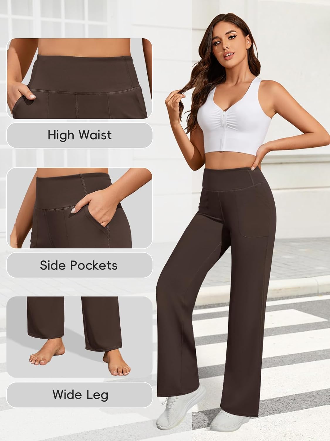 FireSwan Yoga Pants Women Wide Leg Pants High Waist Stretch Dress Loose Casual Lounge Sweatpants with Pockets - Image 5
