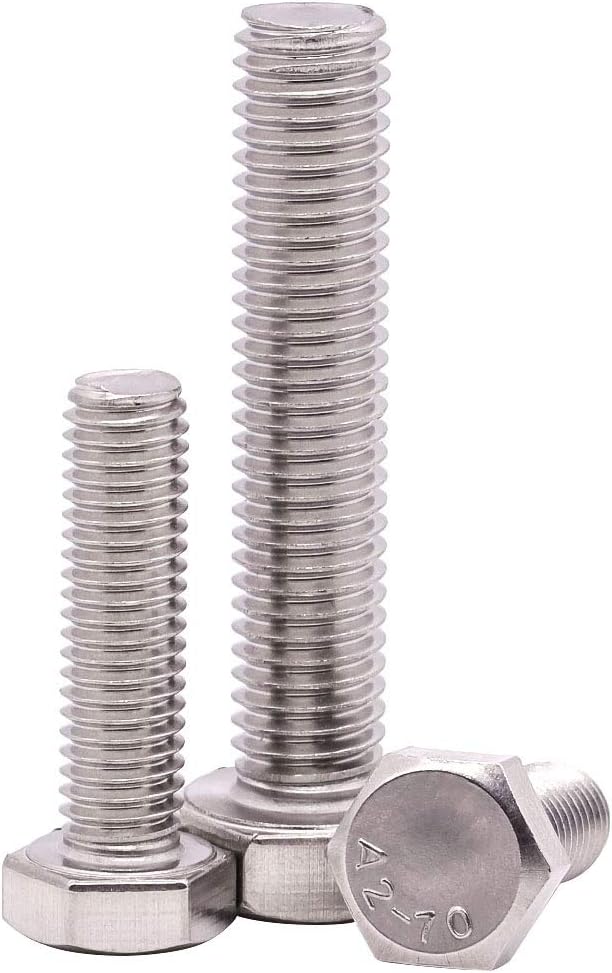 5/16-18 x 1" (1/2" to 6" Length Available) Hex Head Bolts Screws, 304 Stainless Steel 18-8, Fully Threaded, Hexagon Head Cap Bolts Screws, Coarse Thread UNC, Pack of 20