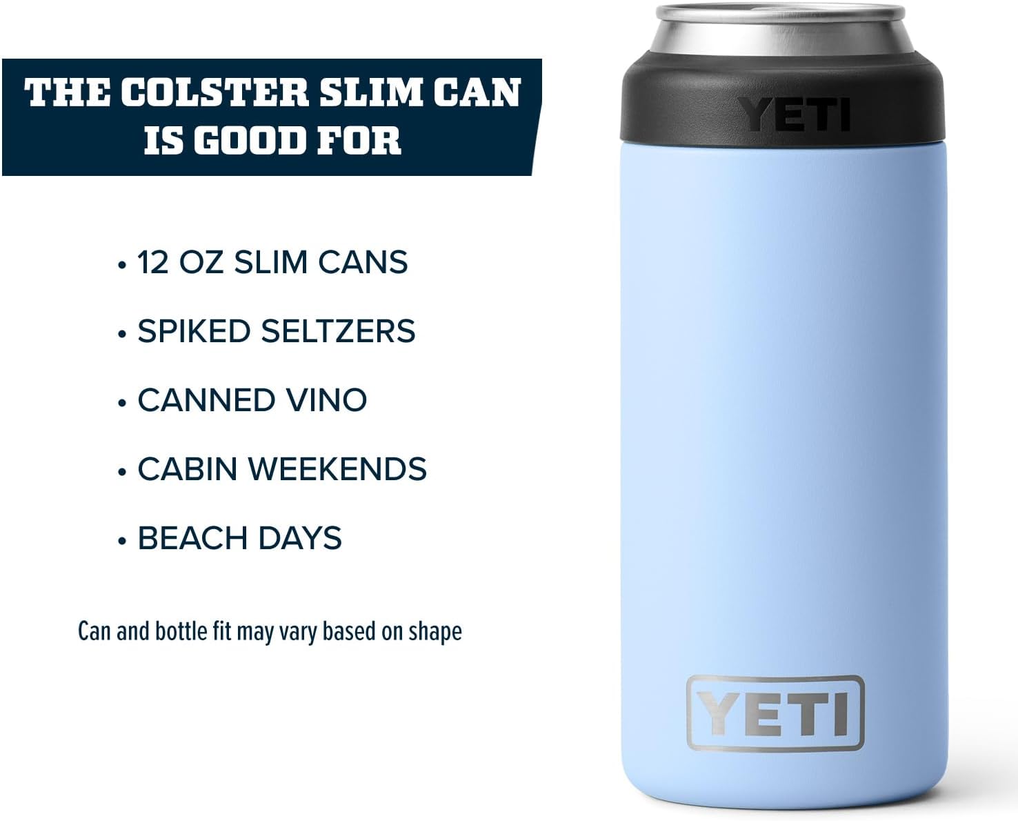 YETI Rambler 12 oz. Colster Slim Can Insulator for the Slim Hard Seltzer Cans, Big Sky Blue (NO CAN INSERT)