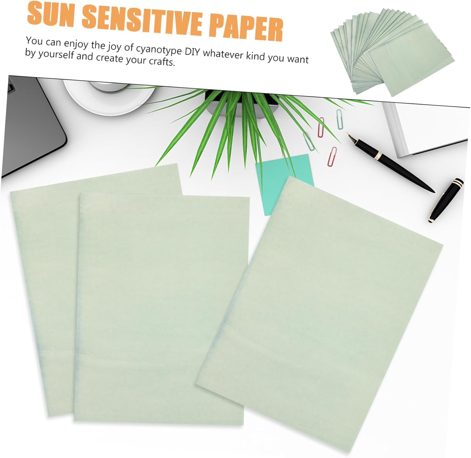 Angoily 32sheets Sun Paper Set Cyanotype Art Printing Paper Kit DIY Cyanotype for Home Craft