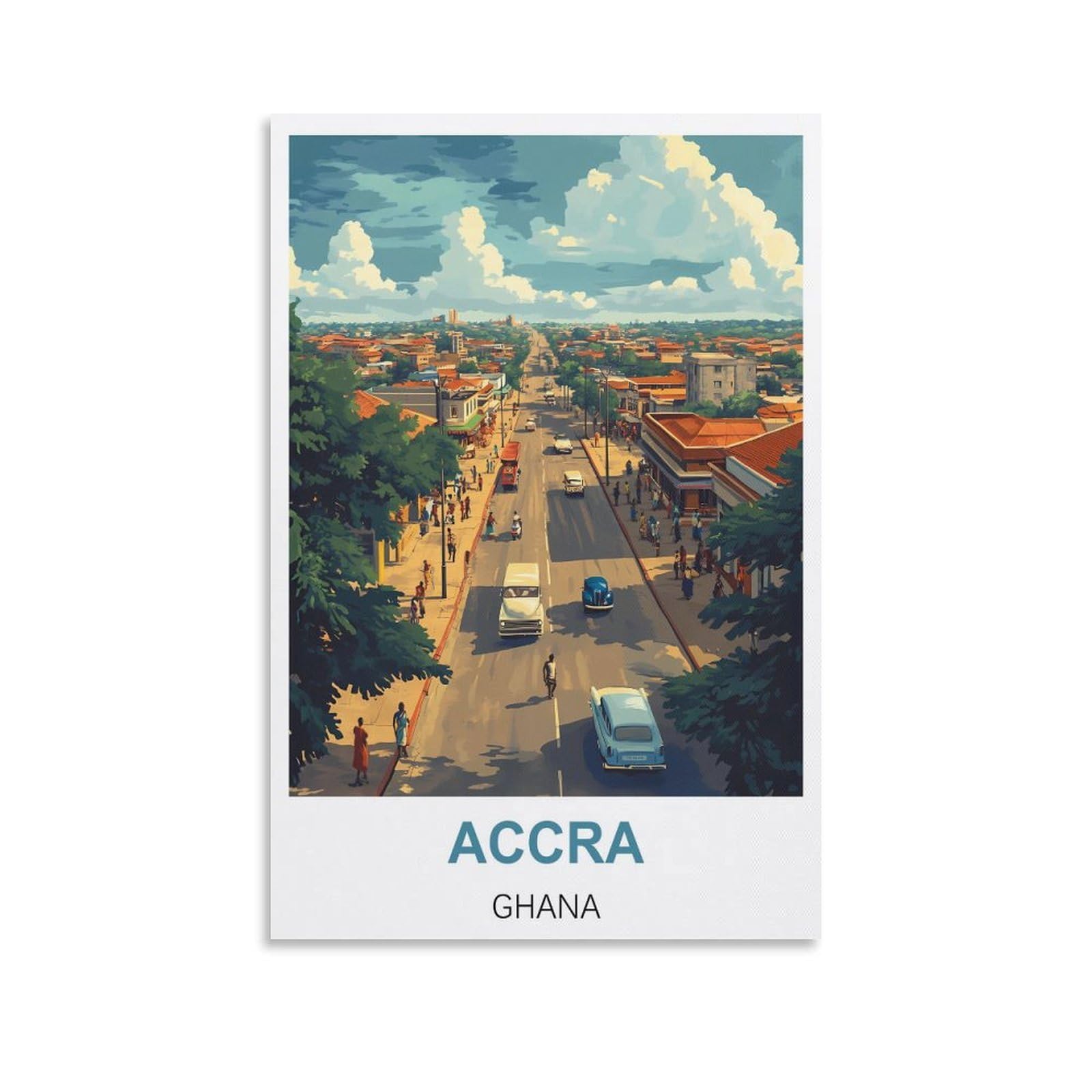 Fjiwecwsq Unframe-Style Accra Ghana Vintage Travel Posters 08X12inch(20X30cm) Canvas Wall Art Painting Prints