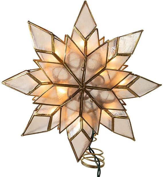 KSA 8 Lighted Capiz Shell Star Christmas Tree Topper - Clear Lights