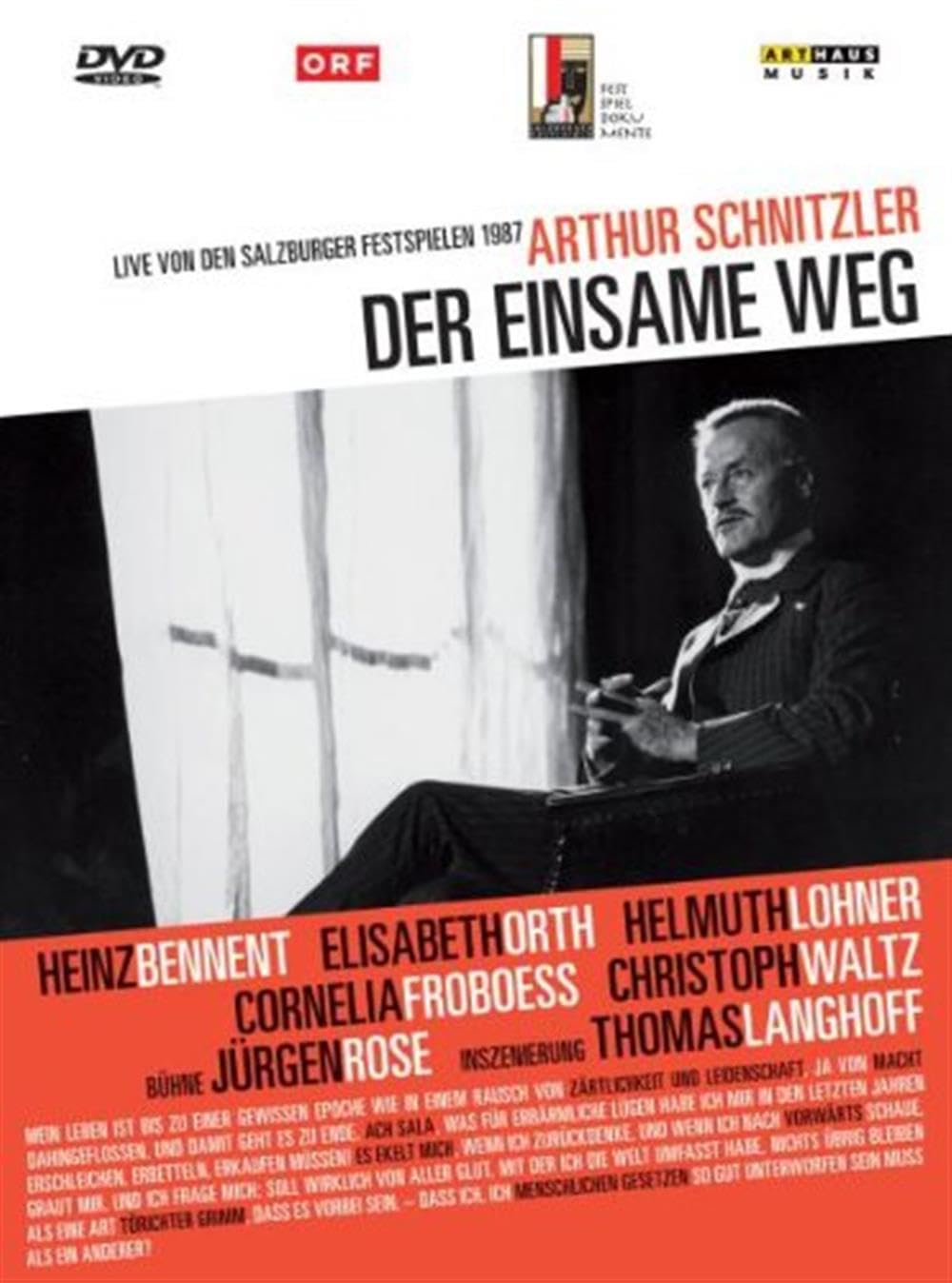 DVD Der einsame Weg de Arthur Schnitzler edición importada de Alemania en alemán