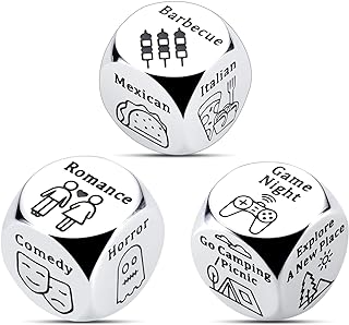 3 Pcs Anniversary Date Night Gifts for Couples Food Dice for Him Her Couple Gifts for Boyfriend Girlfriend Stocking Stuffers Christmas Birthday Gifts for Husband Wife Men Women White Elephant Gift