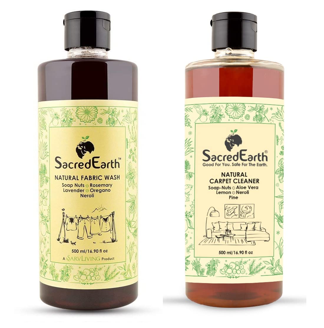 SacredEarth Natural Carpet Cleaner & Fabric Wash Liquid 500 ml each for Home (Combo Pack) (B09W9PQP1Q) Amazon Price History, Amazon Price Tracker