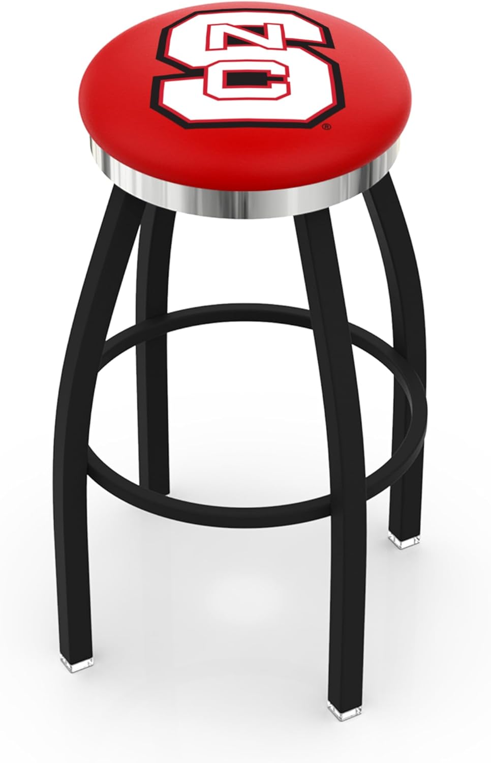 HBS L8B2C - Black Wrinkle North Carolina State Swivel Bar Stool with Chrome Accent Ring by The Holland Bar Stool Company