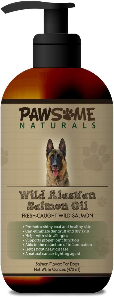 Pawsome Naturals Wild Alaskan Salmon Oil for Dogs and Cats: Liquid Supplement Rich in Omega-3 Fatty Acids (EPA & DHA). Supports Healthy…
