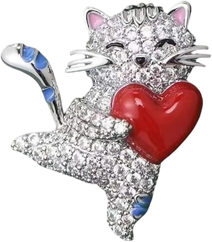 1. Elegant Brooch With Heart Charm Alloy Jewelry Stylish Women & Enthusiasts Cat