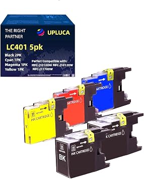 LC401 Ink Cartridge 5-Pack Replacement for Brother LC401 Ink Work with MFC-J1012DW J1010DW J1170DW Printer