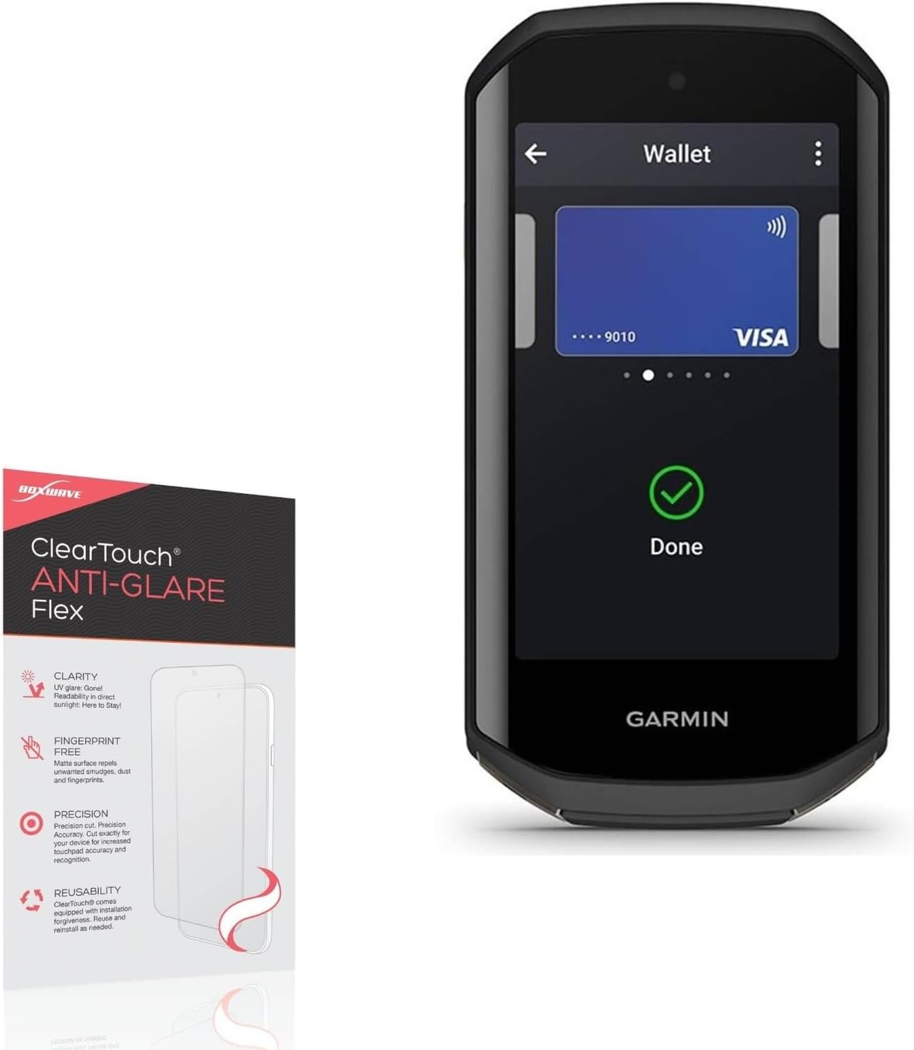 BoxWave Screen Protector Compatible with Garmin Edge 1050 - ClearTouch Anti-Glare Flex (2-Pack), Anti-Fingerprint Matte Film Skin Curve Coverage