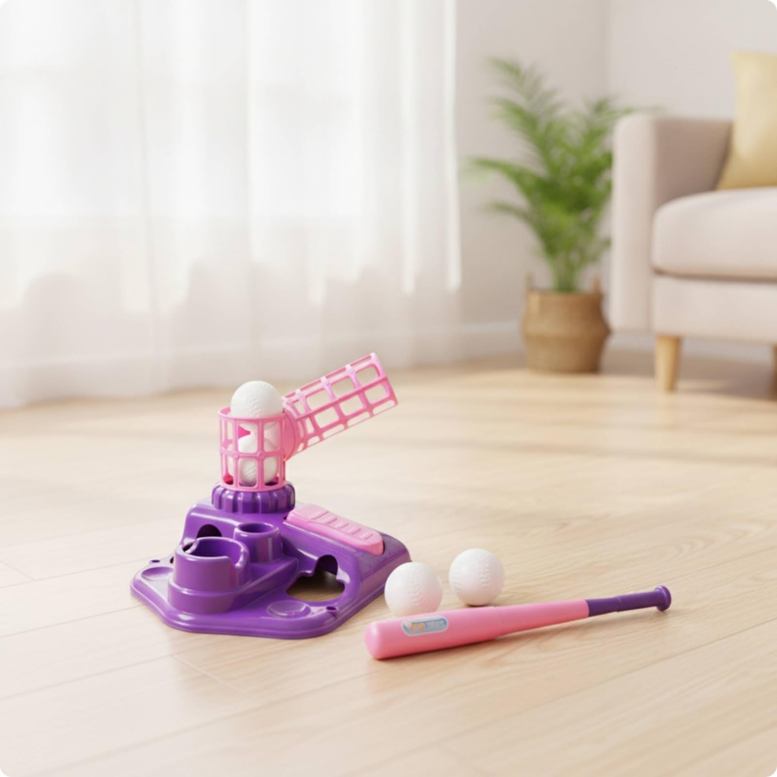 Set Práctica Béisbol para Niños con Ajustable y Base Estable Plástico para Ejercitar Precisión Bateo y en Juegos al Libre, Color to 4, Modelo 6888-3A