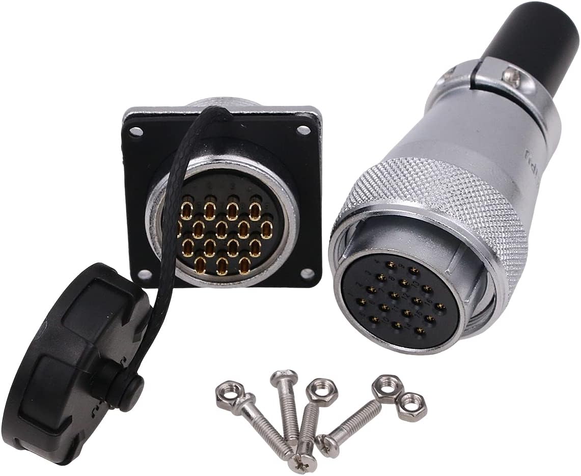 WEIPU WS28 16 Pin Aviation Circular Panel Mount Plug Socket Quick Connection Heavy Duty Industrial Bulkhead φ28.5mm Panel Cut Automotive Solder Connector