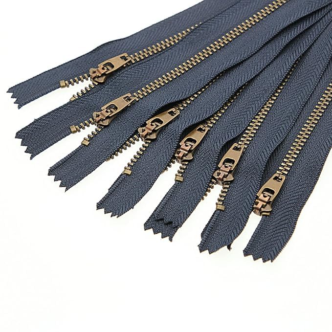 Bhavya Heavy-Duty Metal Zippers, 8-Inch, Navy Blue, Brass Teeth, Durable for Jackets, Jeans, Bags, Crafts, DIY Sewing Projects (Navy-Brass) Size #4 (Navy-Brass, Pack Of 5 Piece)-image-32