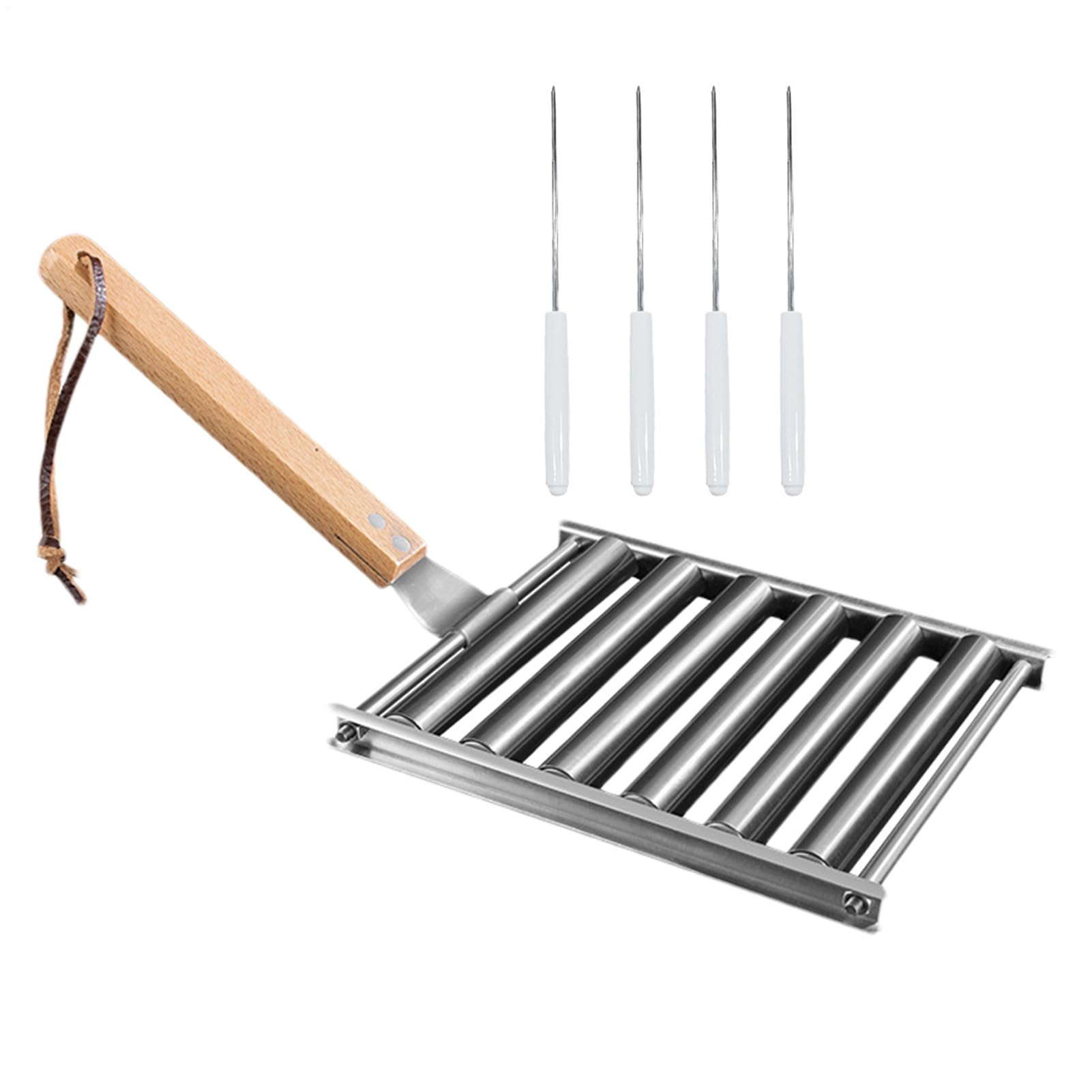 Rodillo caliente para barbacoa con calefacción uniforme y mango de madera para cocina