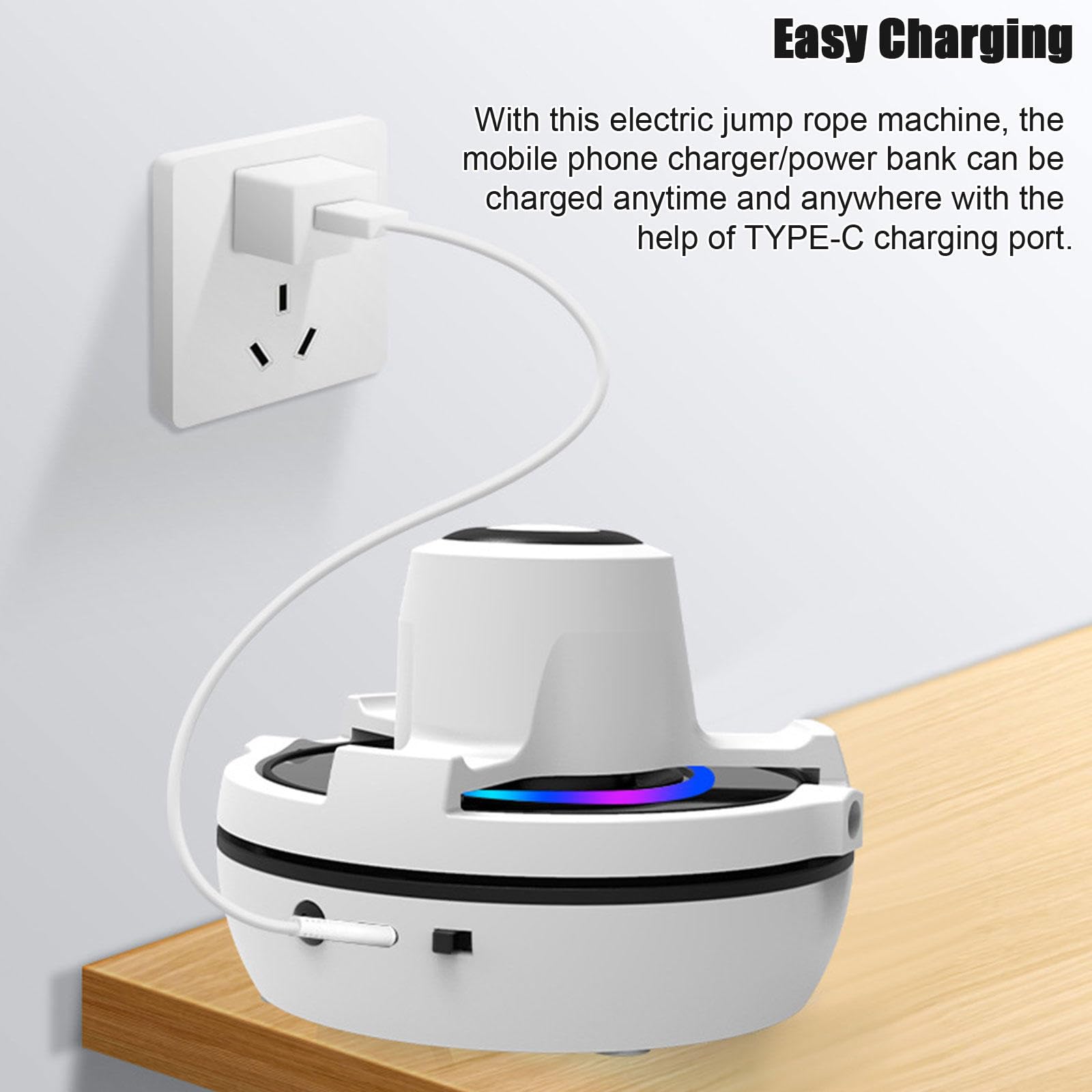 Macchina Intelligente per Saltare La Corda, Corda per Saltare Automatica con Contatore, Corda per Saltare con Contatore 1-10 Livelli di Velocità, Luce LED, Funzione Musica Wireless,Blue