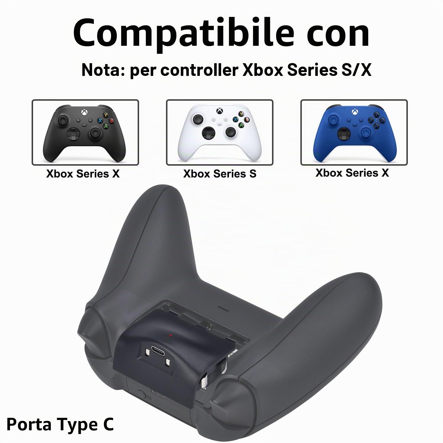 Batteria Ricaricabile per Xbox Series X&S con Adattatore USB-C