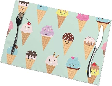 Amazon Co Jp アイスクリーム ランチョンマット 食卓マット プレースマット おしゃれ 防汚 滑り止め 撥水 断熱 飾り お手入れ簡単 45 X 30cm 6枚セット ホーム キッチン