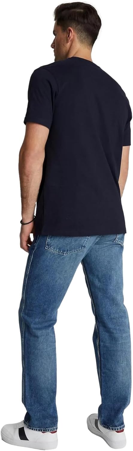 Tommy Hilfiger Men's Regular Fit Flag Embroidered Crew Neck T-Shirt, Navy, L