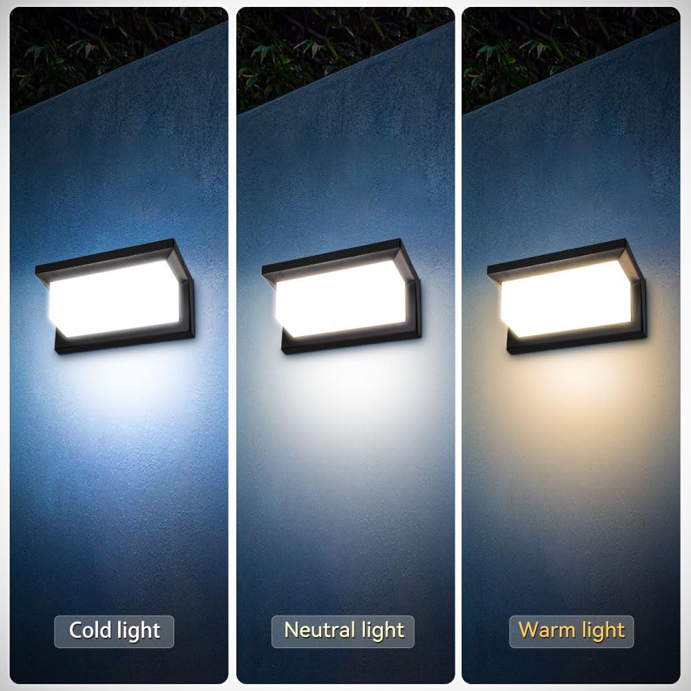 CANMEIJIA Aplique Pared Exterior 18W Lámpara de Pared LED Impermeable IP65 Luz de Aluminio Iluminación 3000K 4000K 6500K Ideal para jardines, garajes, portales