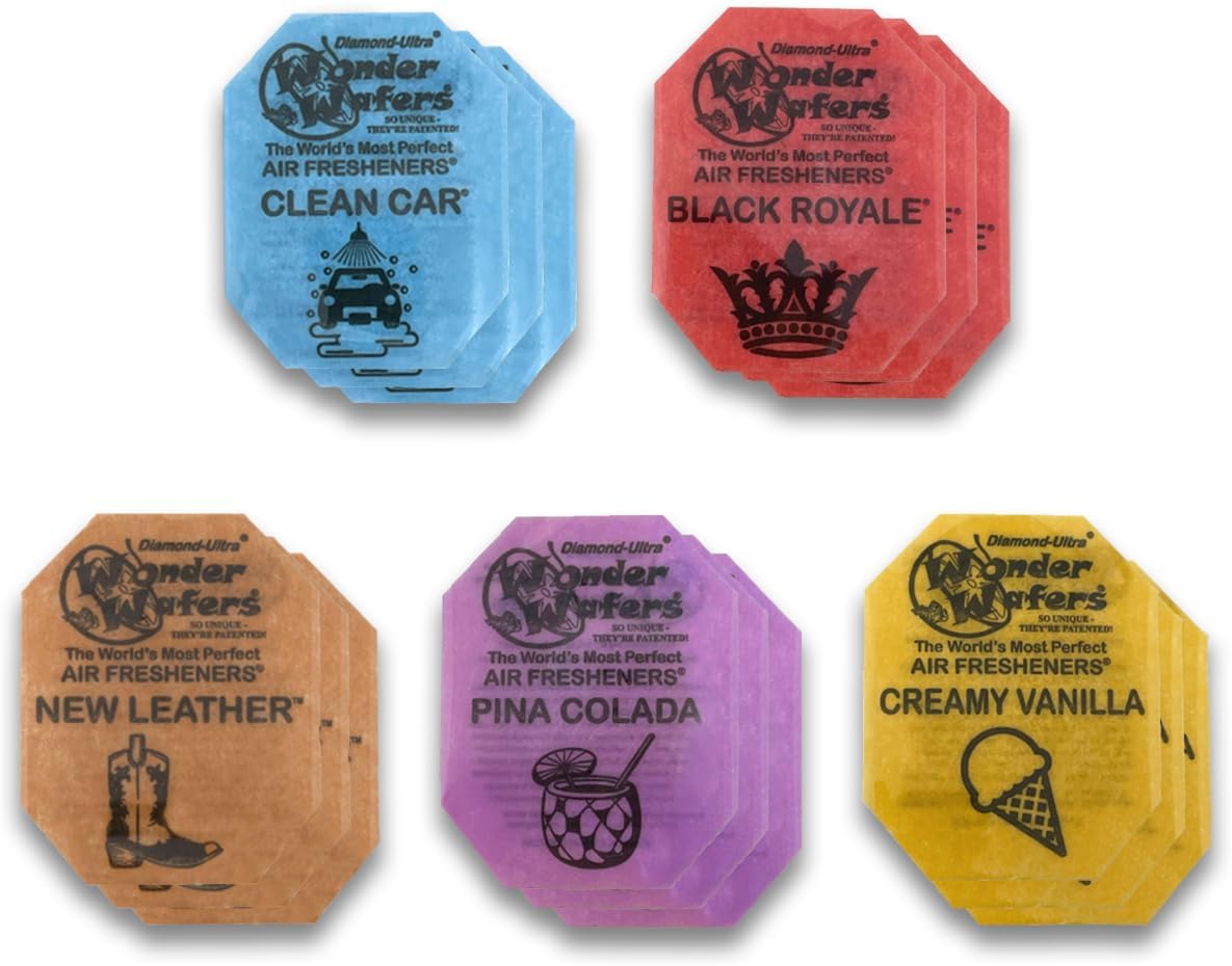 Wonder Wafers Top 5 Scents Sample Pack of Car Air Fresheners (15 Pack)