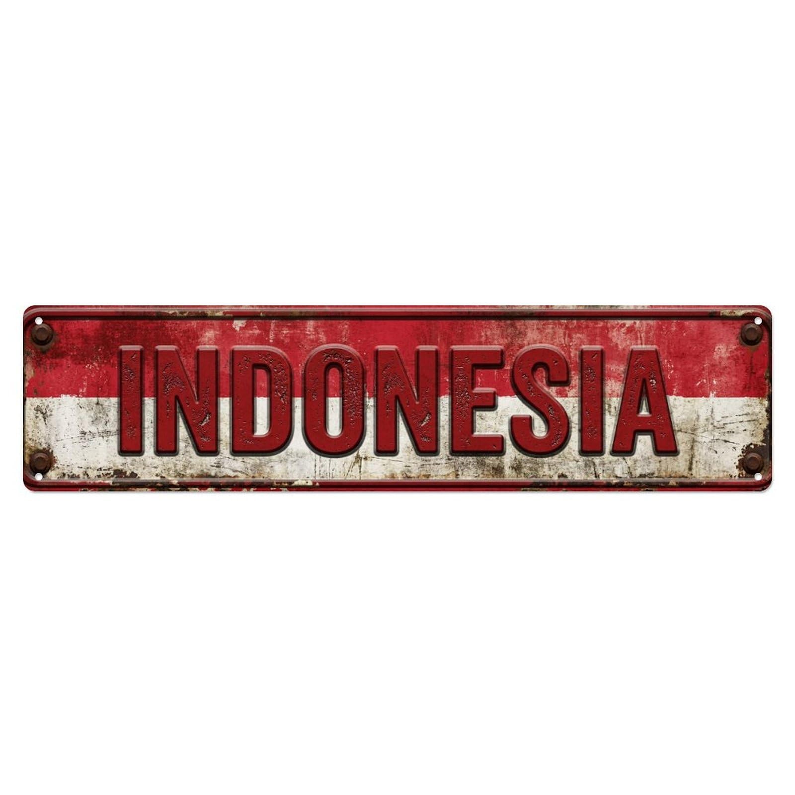 Vintage Indonesia Flag Pattern Metal Tin Sign