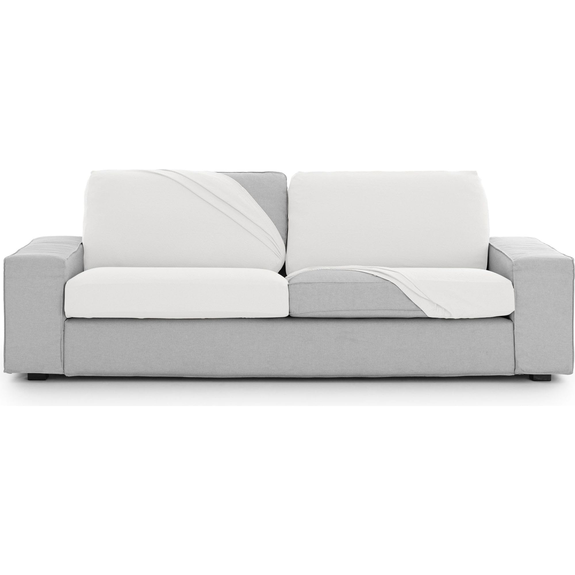 ECOMMERC3 Seat Cover for Bi-Elastic Sofa Size S – White Chair Cover, Easy to Put on and Remove with Fastening Bands