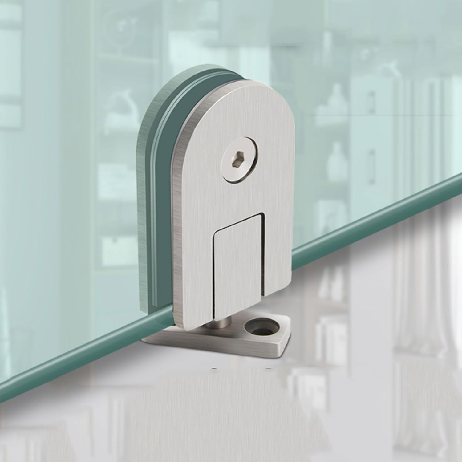 Glass Door Hinge Stainless Steel Bathroom Clamp Heavy Duty Shower Glass Door Hinge Gate Clamp Glass Shower Door Hinges Bathroom Clamp Clip -Silver