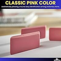 Vista 4 de 1InTheOffice Borrador biselado rosa, borradores de bloque, bloque rectangular de borde inclinado, grande, paquete de 20