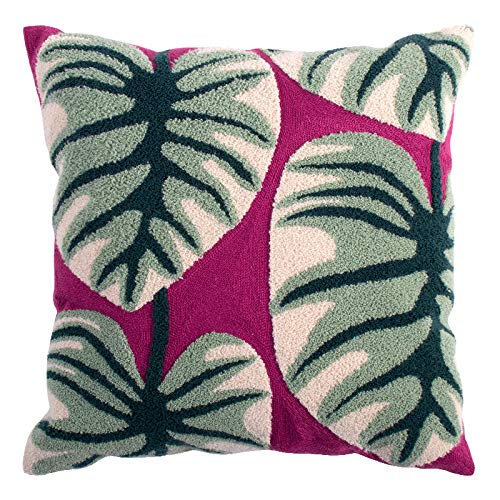 Mocofo Canvas Embroidered Throw Pillow Cover With Flower Spring Embroidery Craft Modern Simple Sofa Office Pillow Pillow Case (Flower, 18X18’’) #TOP4