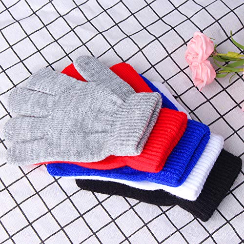 Onesing 5 Pairs Stretchy Knit Winter Gloves For Kids thumb #5