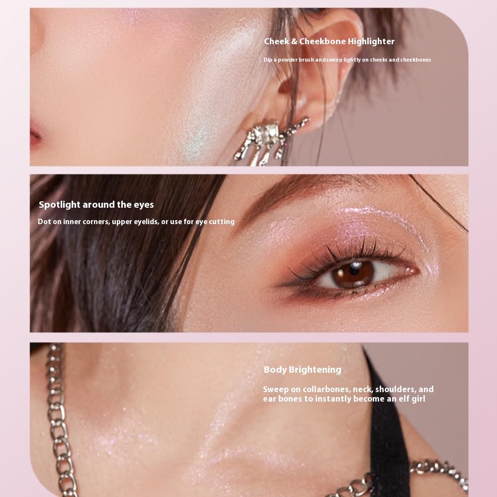 RMT Romantic Galaxy Series Chameleon Eyeshadow Highlighter Palette, Multi-Color Shimmer Powder with Dream Stars and Mermaid Effect for Face, Eyes and Body Brightening (01, 2g)