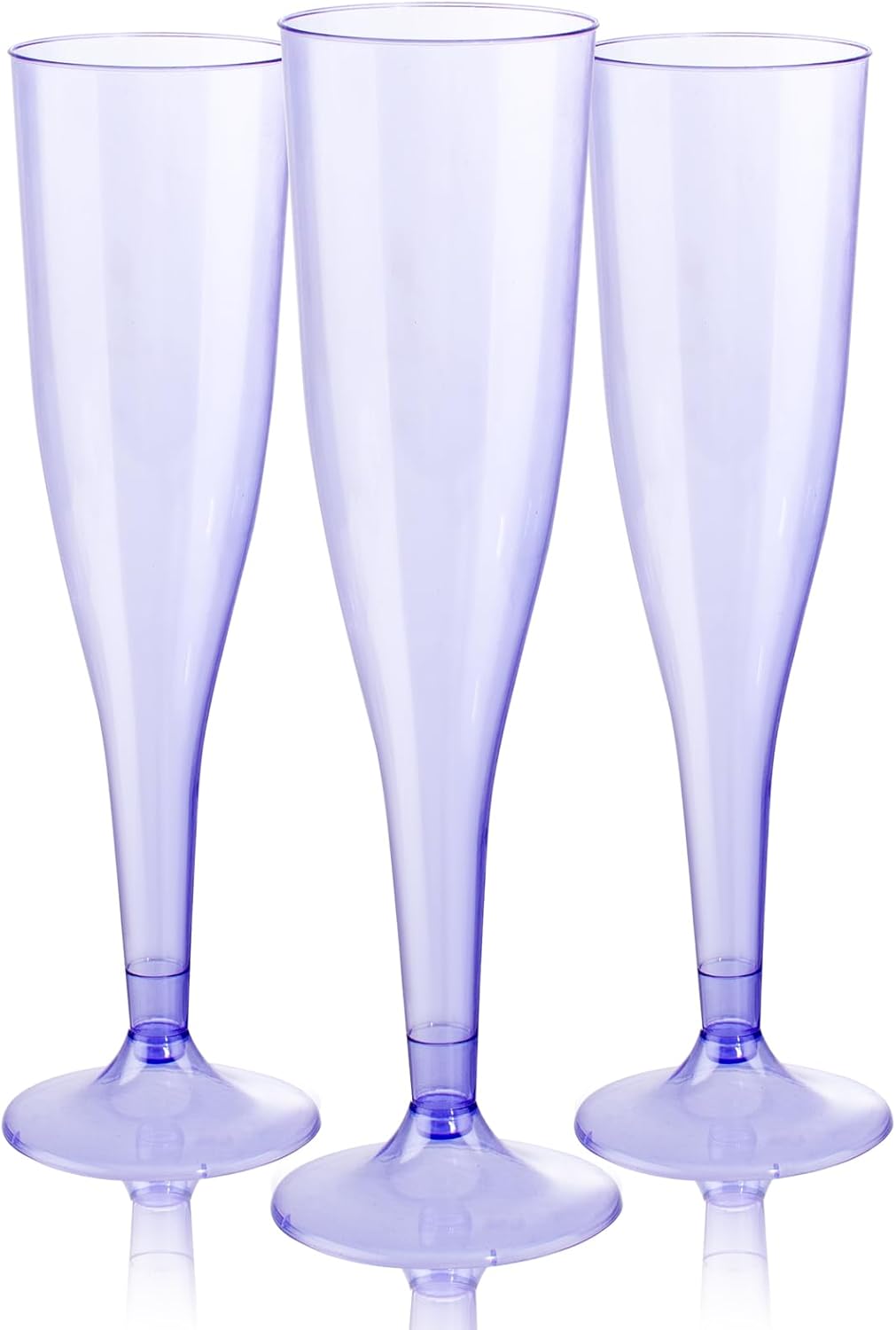 WDF 36 Pack Clear Purple Plastic Champagne Flutes - 7OZ Purple Champagne Flutes Plastic, Champagne Glasses Disposable for Party & Wedding