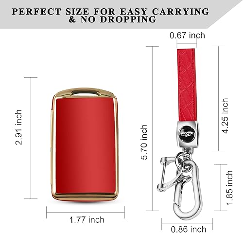 Miniatura 10 de QBUC Funda para llavero Mazda con llavero de cuero para Mazda 3 2019-2023, Mazda 6, Mazda 3 Hatchback, Mazda CX-5, CX-9, CX-30 (234 botones) (azul)