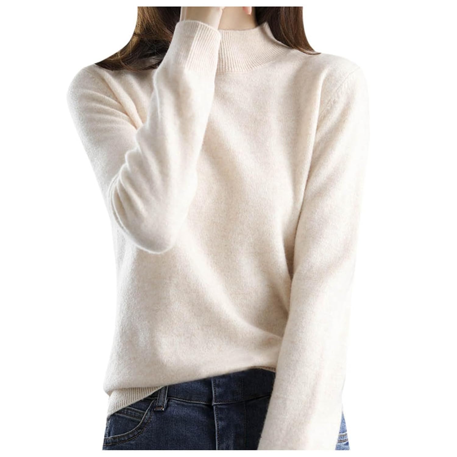 Sweaters for Women Base Layer Pullover Solid Color Turtleneck Long Sleeve Knitted Sweater Tops