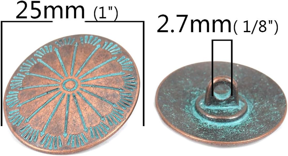 5 PCs Vintage Based Alloy Round Metal Sewing Shank 28mm Buttons Antique Copper Color DIY Clothing Decoration (Circle Antique Copper) image 3
