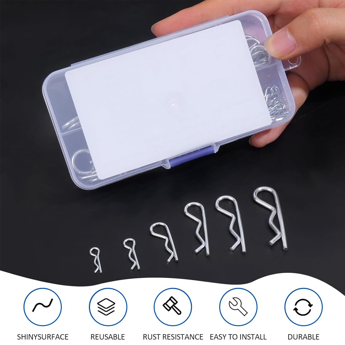 Set di 100 Pezzi Coppiglie Spaccate, Assortimento Completo per Manutenzione Trattori Auto Rimorchi, Scatola Resistente