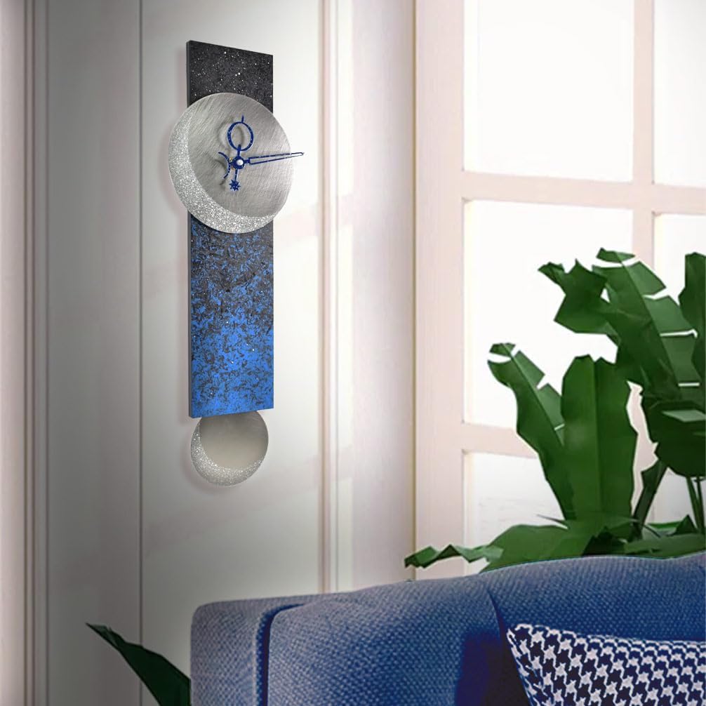 American Made Lunar Drift 20" Narrow Modern Wall Clock with Moon Pendulum
