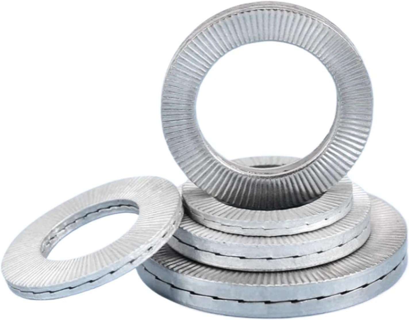 Washer Stainless Steel Dacromet M3M4M5M6~M42 DIN25201 Double Fold Self-Lock Washer Anti-Loosening Shockproof Lock Gasket Spacer(304 Stainless Steel,M42-1pcs)