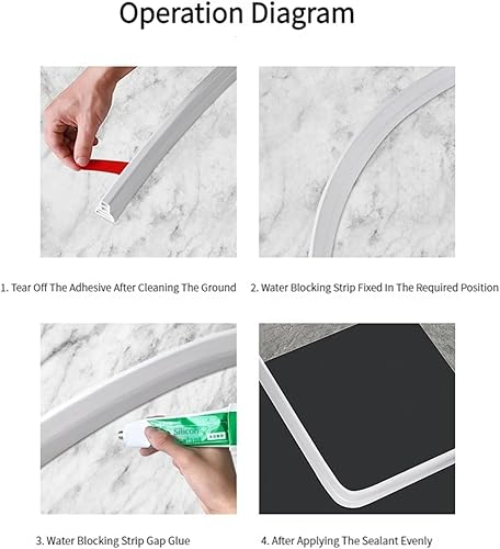 Miniatura 5 de Tira de retención de agua de silicona, presa de agua plegable para ducha, barrera de tapón de ducha y sistema de retención, presa de tira de agua