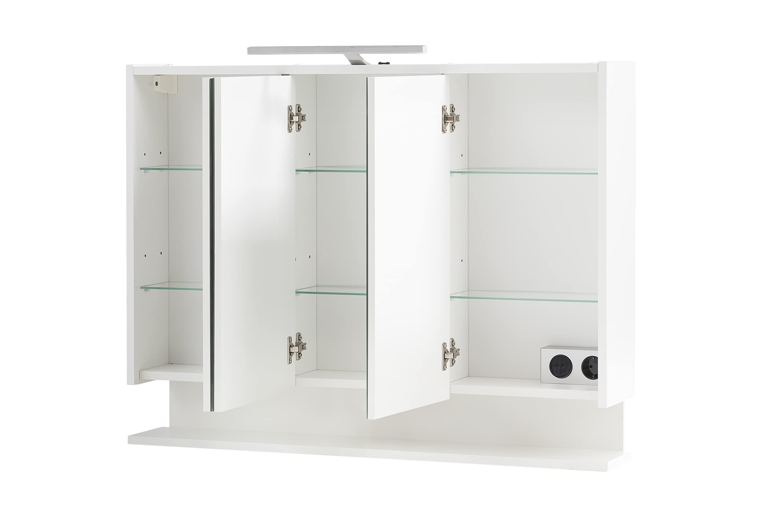 Schildmeyer Flag Spiegelschrank 149550, Holzwerkstoff, weiß, 93,5 cm mit Regal